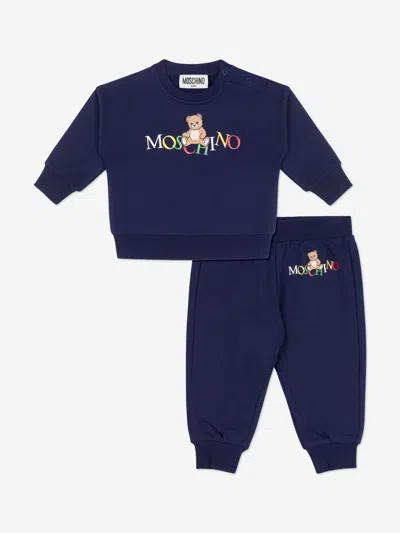 Moschino Baby Teddy Bear Logo Tracksuit In Blue