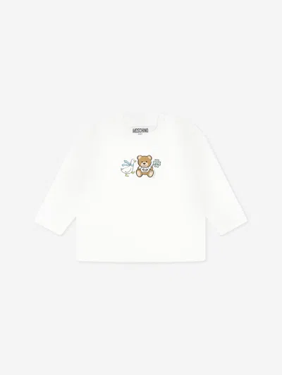 Moschino Kids'  Baby Teddy Bear Long Sleeve T-shirt In Ivory