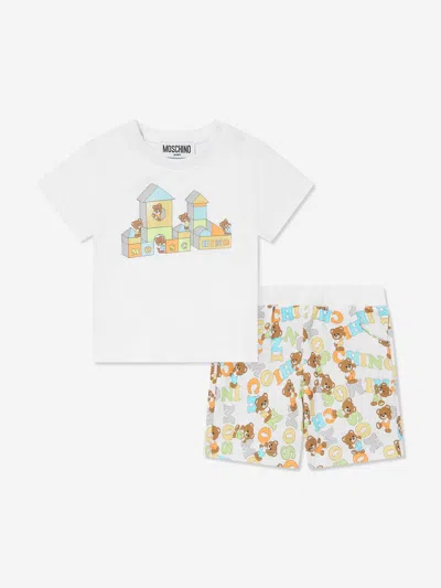 Moschino Baby Teddy Bear Short Set In White