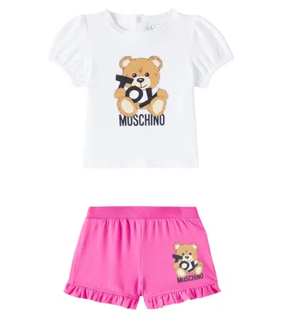 Moschino Baby Teddy Bear T-shirt And Shorts Set In White