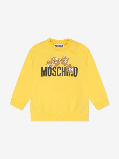 Moschino Baby Teddy Logo Sweatshirt In Yellow