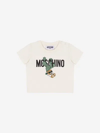 Moschino Baby Teddy Logo T-shirt In Ivory