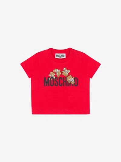 Moschino Baby Teddy Logo T-shirt In Red