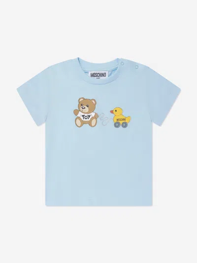 Moschino Baby Teddy Toy T-shirt In Blue