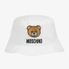 MOSCHINO BABY WHITE COTTON TEDDY BEAR BUCKET HAT