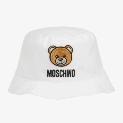 Moschino Baby Babies' White Cotton Teddy Bear Bucket Hat