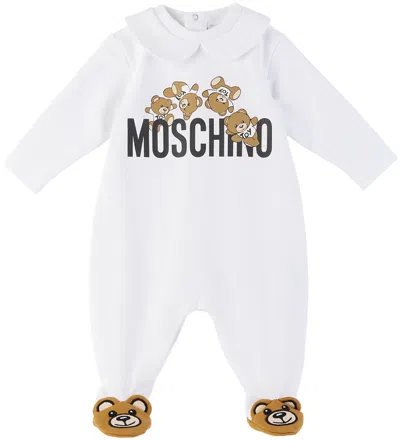 Moschino Baby White Toy Print Jumpsuit In 10101 Opt White