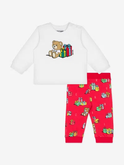 Moschino Kids'  Baby Xmas Bear Trouser Set In Multicoloured