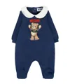 Moschino Blue Babygrow For Baby Boy With Teddy Bear In Blue