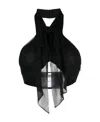 Moschino Backless Silk Crop Top In Black