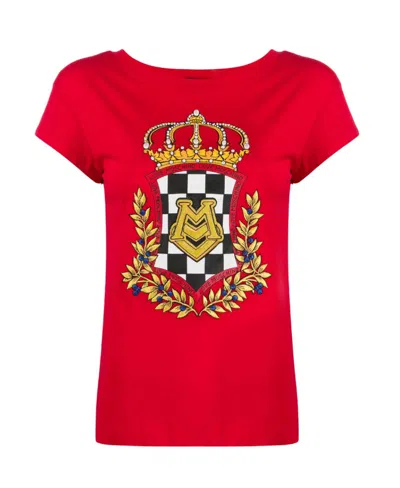 Moschino Badge Printed T-shirt In Red