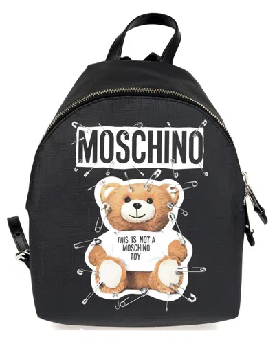 Moschino Pattern Printed Backpack In Black