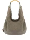 Moschino Shoulder Bag Suede Gold-tone Handle In Green