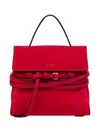 Moschino Suede Top Handle Shoulder Bag In Red