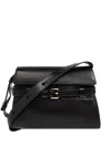 Moschino Belted Leather Shoulder Bag In Black