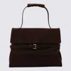 Moschino Structured Buckle Detail Shoulder Bag In Brown