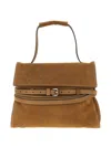 Moschino Medium Tie Me Belt-detail Suede Shoulder Bag In Brown