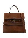 Moschino Suede Shoulder Bag Adjustable Strap In Brown