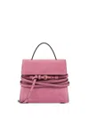 Moschino Small Tie Me Suede Top Handle Bag In Pink