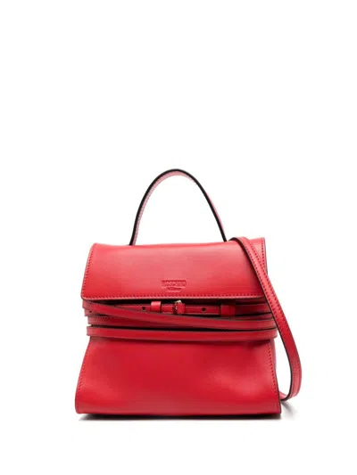 Moschino Tie Me Small Leather Crossbody Bag In Red