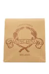 Moschino Logo-print Paper Clutch Bag In Beige