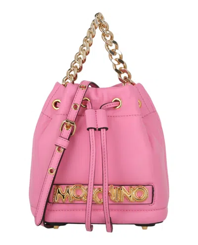 Moschino Balloon Lettering Bucket Bag In Pink