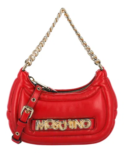 Moschino Balloon Lettering Crescent Bag In Red