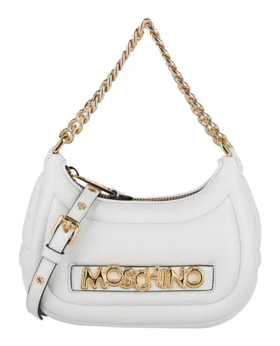 Moschino Balloon Lettering Crescent Bag In White