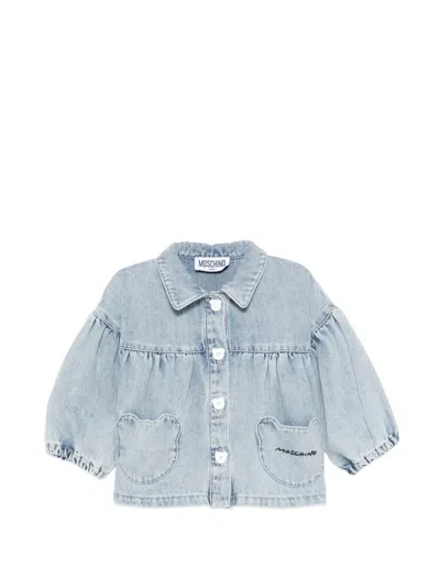 Moschino Babies' Balloon-sleeve Pockets Jacket In Blue