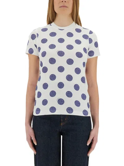 Moschino Ballpoint Pen Polka Dots Regular Fit T-shirt In White