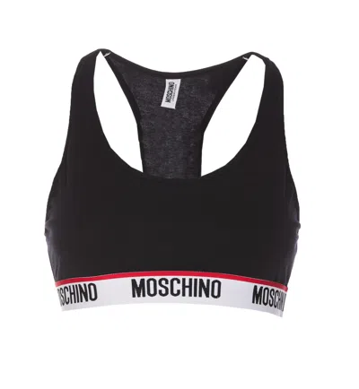 Moschino Band Logo Top In Black