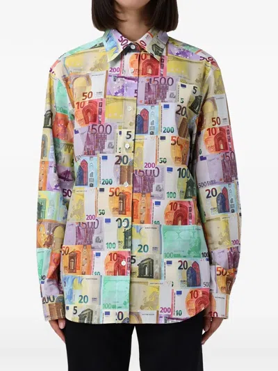 Moschino Banknote-print Buttoned Shirt In Multi
