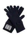 Moschino Barcode-appliqué Ribbed Gloves In Blue