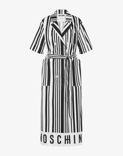 Moschino Barcode-print Cotton Dress In White