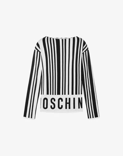 Moschino Barcode-print Intarsia-knit Jumper In Black