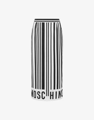 Moschino Logo-print Striped Skirt In White
