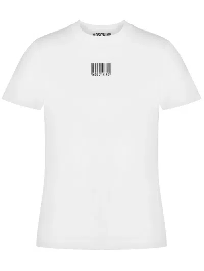 Moschino Barcode-print Cotton T-shirt In White