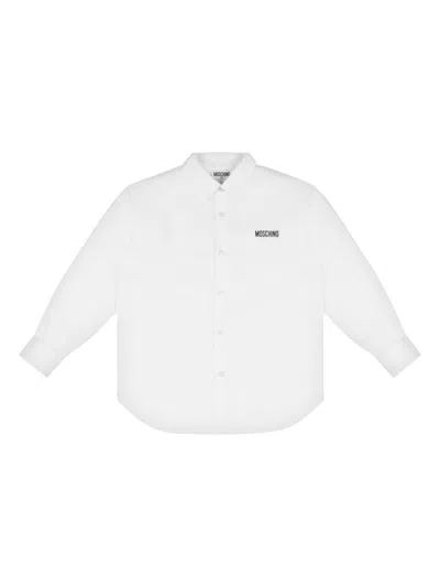 Moschino Kids' Hemd Mit Barcode-print In Weiss