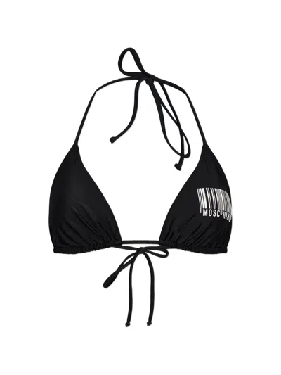 Moschino Barcode-print Triangle Bikini Top In Black