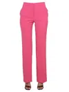 Moschino High-waisted Straight Leg Trousers With Belt Loops In Pink