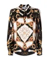 Moschino Couture Silk Blouse With Barocco Motif In Black