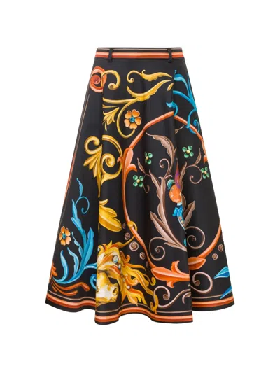 Moschino Baroque-print Midi Skirt In Black