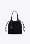 Moschino Basket Net Leather Shoulder Bag In Black