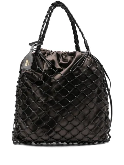 Moschino Basket Net Tote Bag In Brown