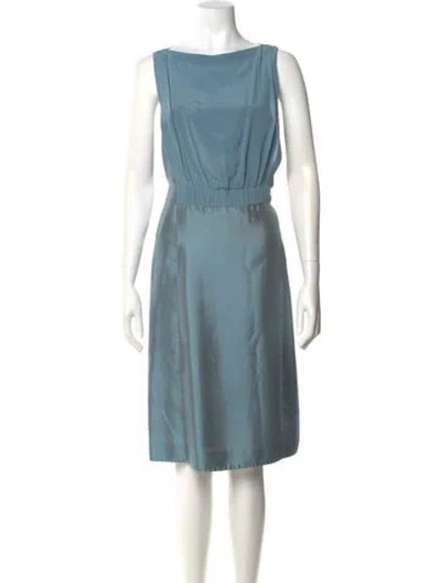 Pre-owned Moschino Bateau Neckline Knee-length Dress In Blue