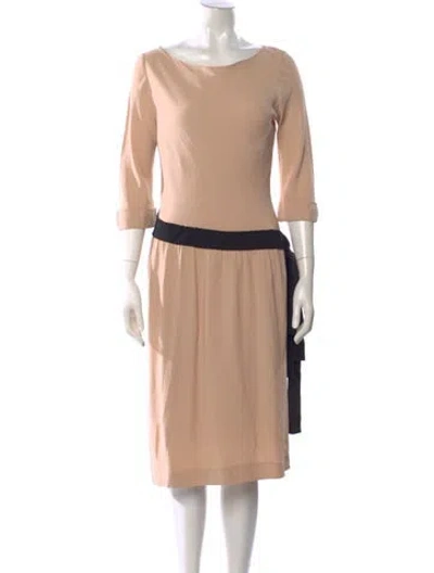Pre-owned Moschino Bateau Neckline Midi Length Dress In Neutral