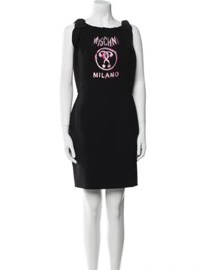 Pre-owned Moschino Bateau Neckline Mini Dress In Black