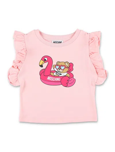 Moschino Kids' Beach Bear T-shirt In Sugar Rose