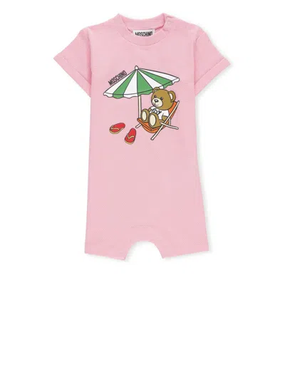 Moschino Babies' Teddy Bear Cotton Shorties In Pink