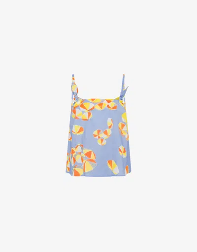 Moschino Beach Umbrella Voile Tank Top In Blue